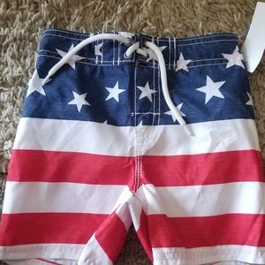 American flag swim trunks